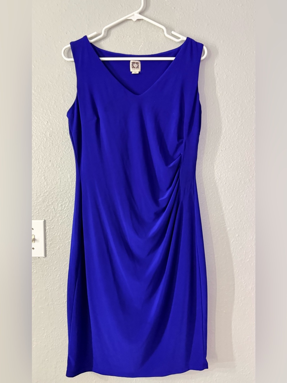 Anne Klein Sleeveless V-Neck Cobalt Blue Midi Dress